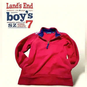 Land’s End boy’s sz 7 red&plaid 1/4-zip LS formal sweatshirt. 15% dsct w bndle